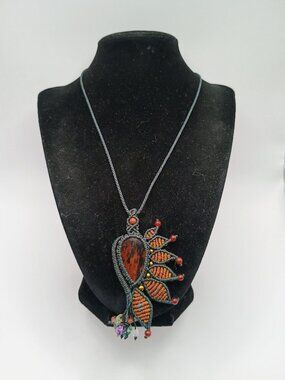 Handmade Macrame Necklace Inspired by Condor and Natural Stone